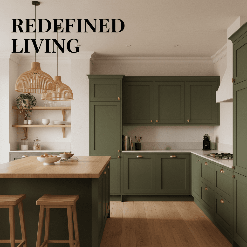 Completed kitchen transformation featuring styled vinyl-wrapped cabinets in modern aesthetic