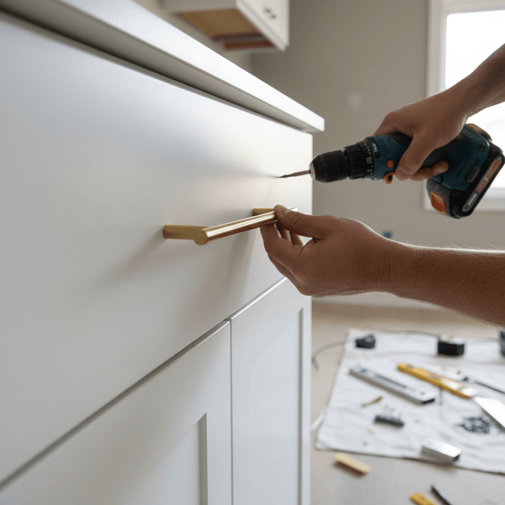 Professional kitchen installation in progress