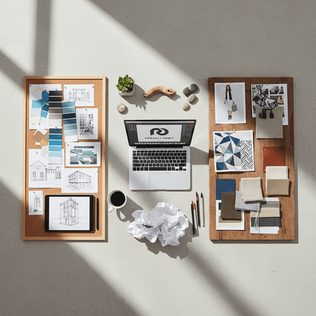 Kitchen design and colour samples laid out